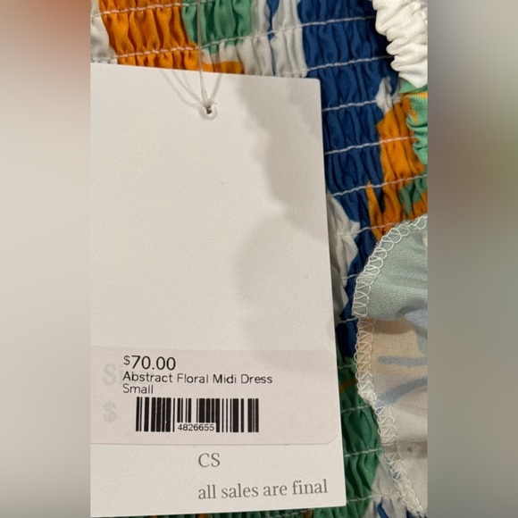 Pink Ripple Abstract Floral Midi Dress Size Small - Picture 4 of 6